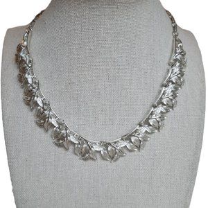 VTG Coro Silver Leaf Choker Style Necklace
